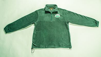 Hunter green fleece jacket with Mount Grace logo on left breast