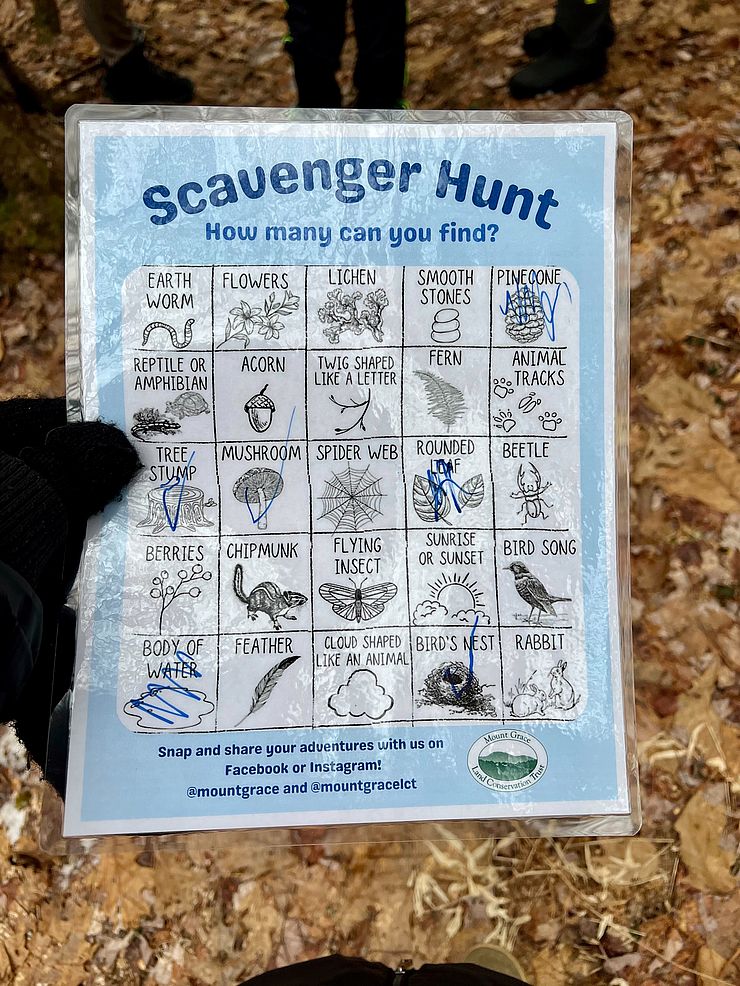 Scavenger hunt worksheet found in backpack