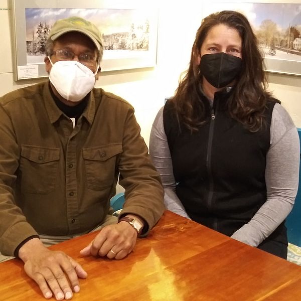 Fred Freeman of the Nipmuc Cultural Preservation, Inc. and Emma Ellsworth, Mount Grace Executive Director, after signing the agreement.