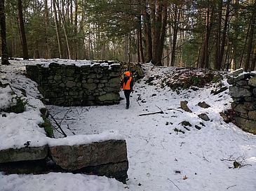 Foundation of old farm building that belonged to one of Petersham’s first European settlers.