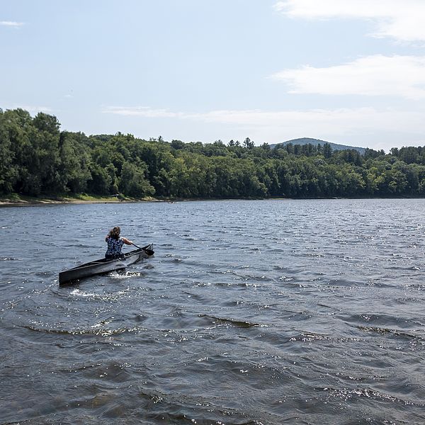 Emma canoeing on CT river