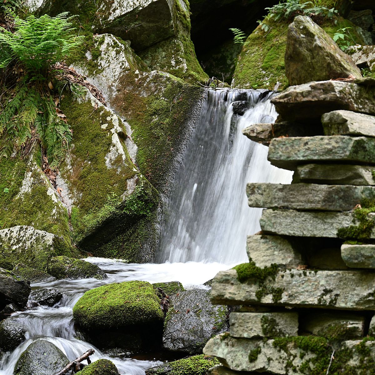 Washbowl Falls and Cairn