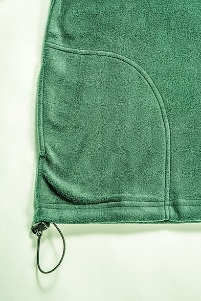 Pocket and drawcord of fleece