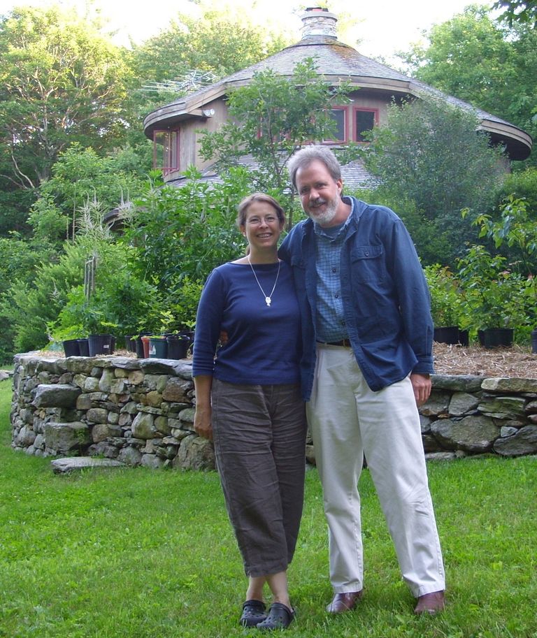 Dan Leahy & Julia Rabin in front of their home