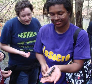 NMH students at a vernal pool